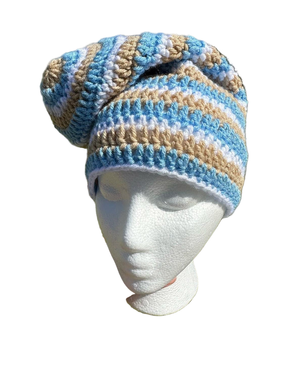 1pc Tri-Color Crochet Floppy Beanie.