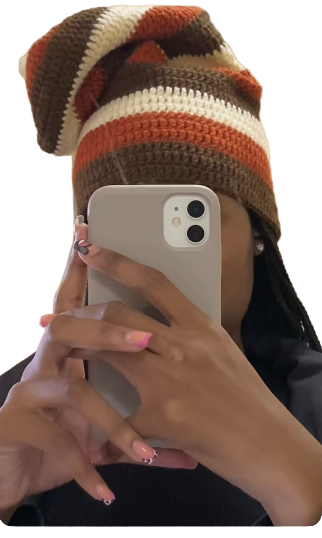 1pc Tri-Color Crochet Floppy Beanie.