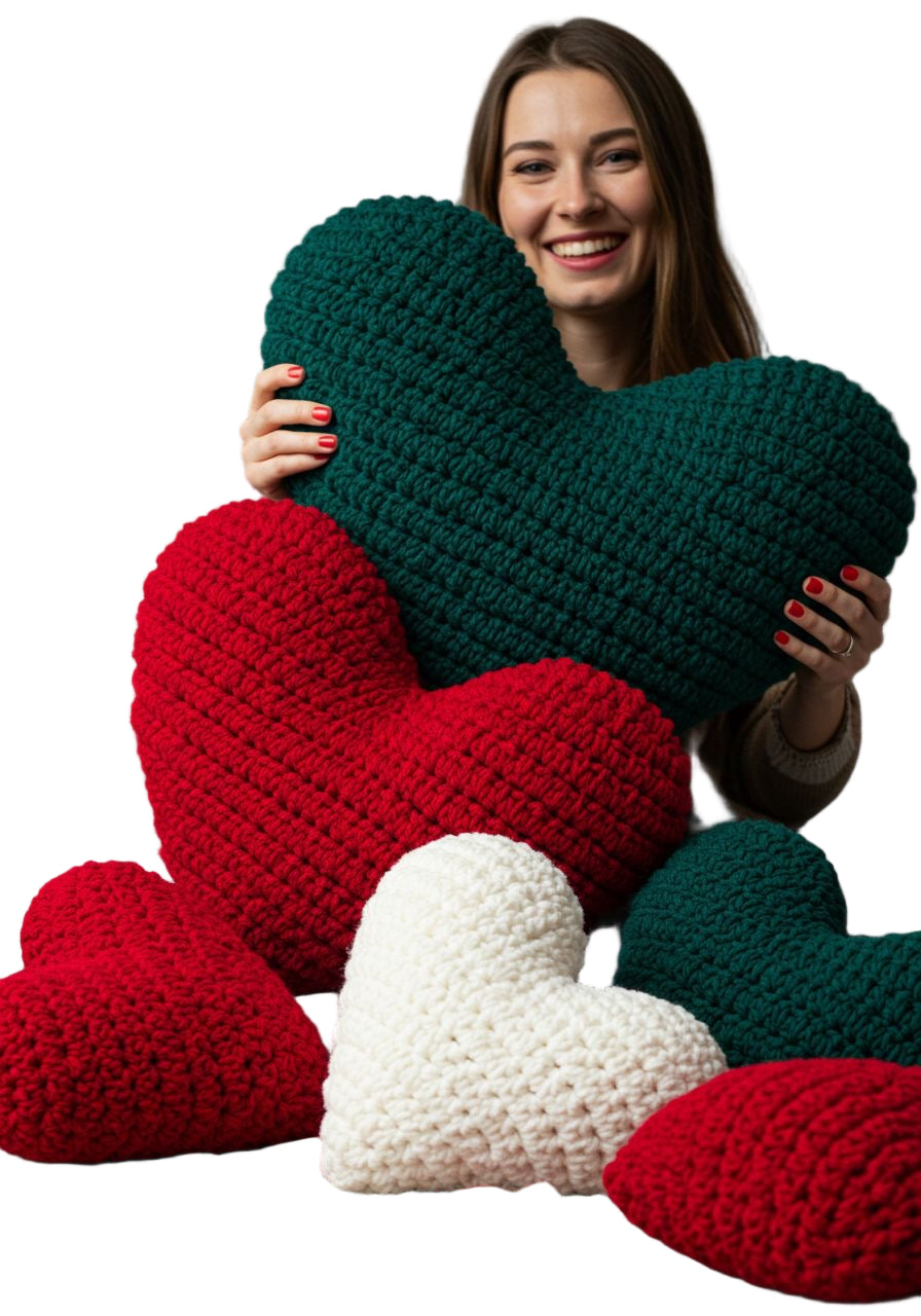 1pc Crochet Heart Pillow.